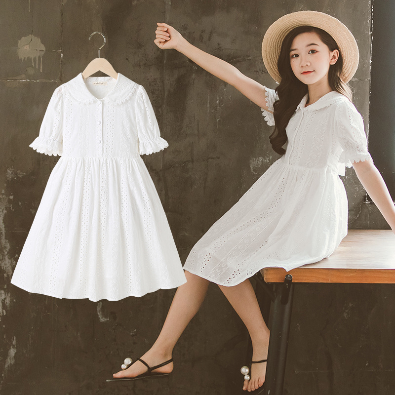 Skirt White Fairy Skirt Temperament Cotton Short-sleeved Summer Dress
