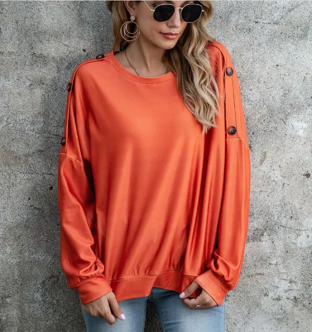 Solid Color Women's T shirt Long Sleeved Top Black Grey - Shop at LoveMi