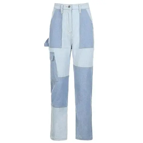 Women'S Casual Stitching High Rise Slim Fit Jeanys Blue - Shop at LoveMi