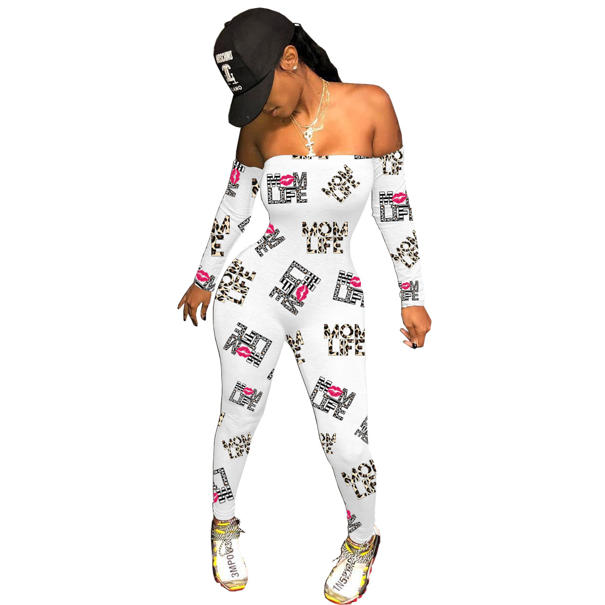 Sexy Strapless Print One-Piece Trousers