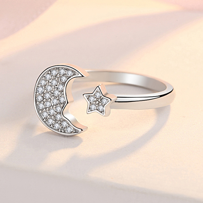 Simple Star Moon Wide Face  Joint Ring Index Finger Ring Jewelry