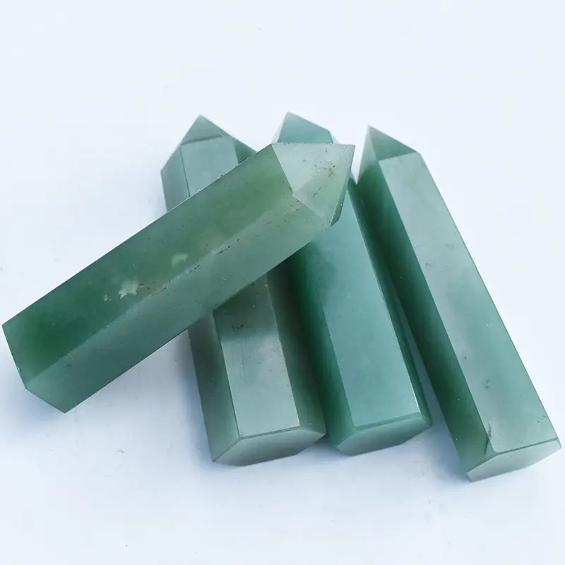 Natural Aventurine Jade Crystal Rough Polished Column