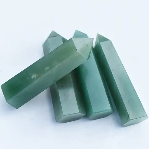 Natural Aventurine Jade Crystal Rough Polished Column