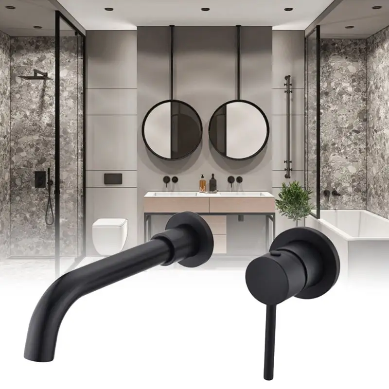 Concealed Basin Faucet Black Frosted Recessed