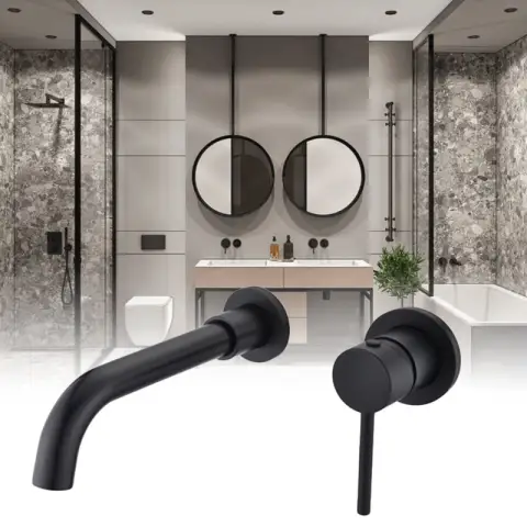 Concealed Basin Faucet Black Frosted Recessed