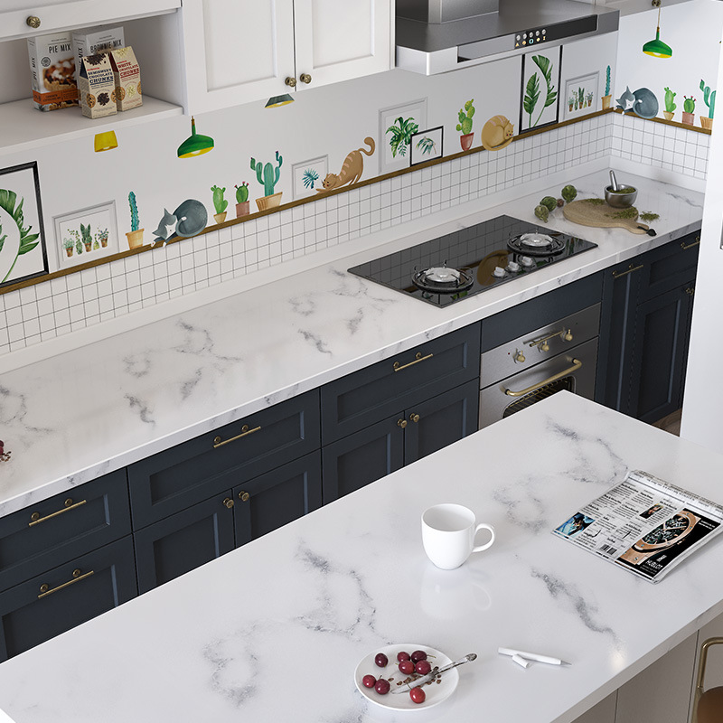 Title 3, Marble Pattern Kitchen Cabinet Waterproof And O...