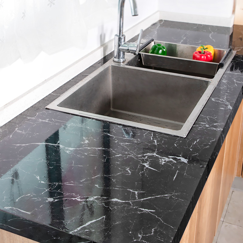 Title 2, Marble Pattern Kitchen Cabinet Waterproof And O...