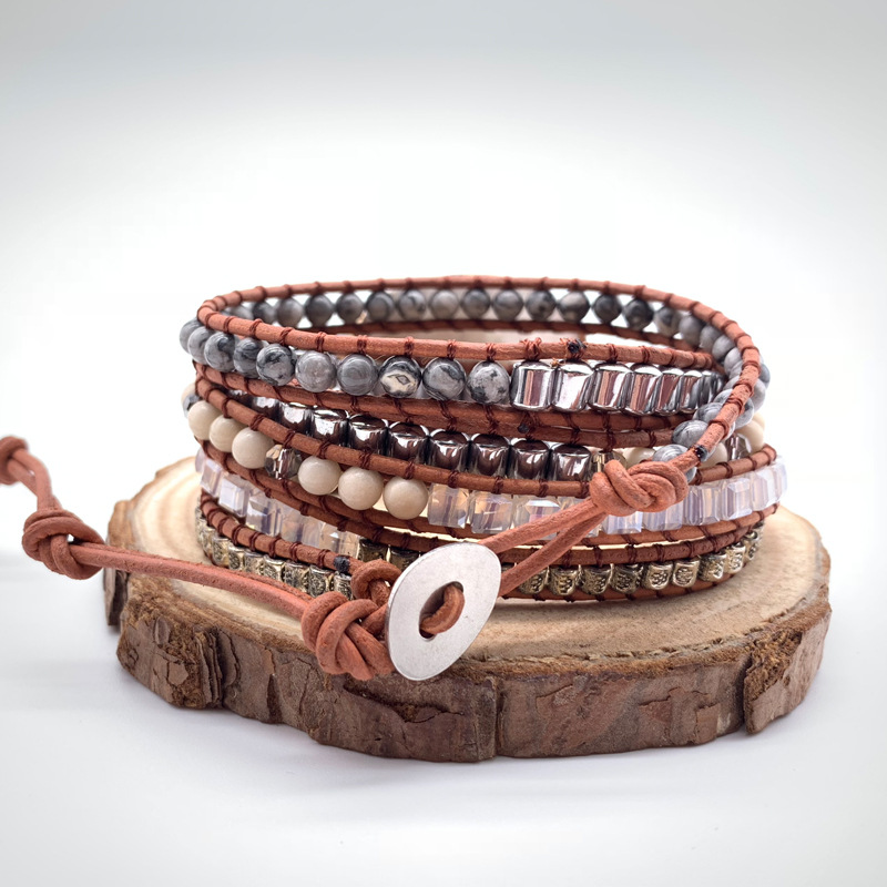European And American New Style Retro Natural Stone Hand-Woven Bohemian Bracelets