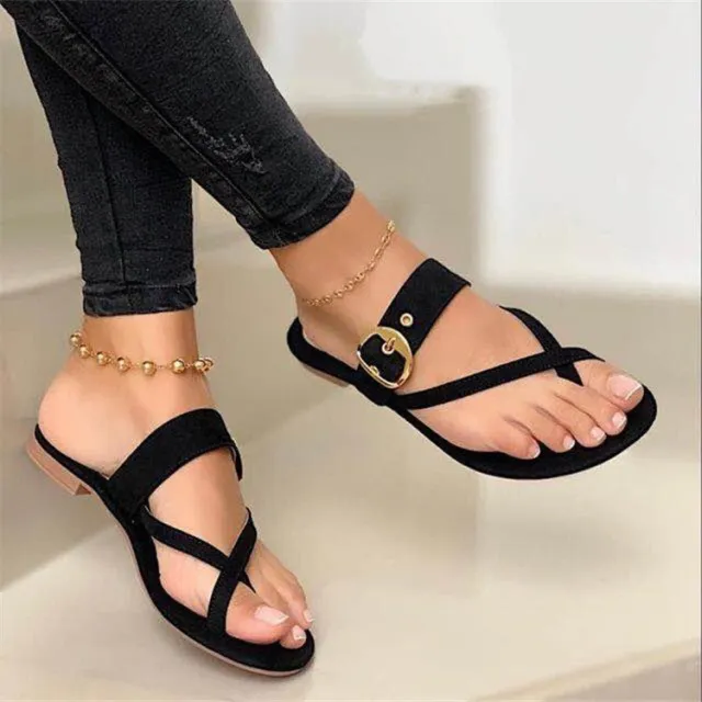 Flat toed Flat bottomed Slippers With Outer Slippers Black - Shop at LoveMi