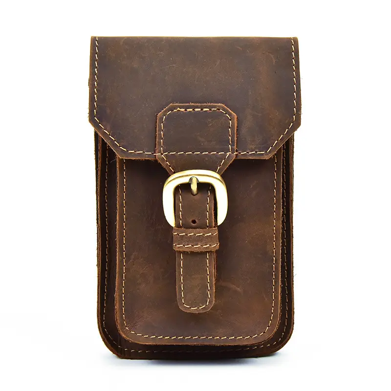 Leather Phone Bag Mini Men's Waist Close-Fitting