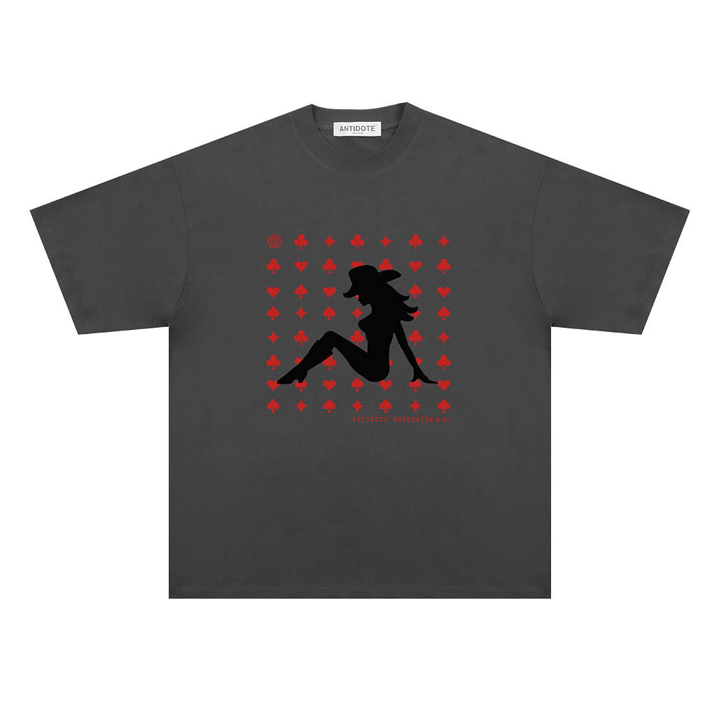 Cartoon Character Peach Heart Loose Short Sleeves