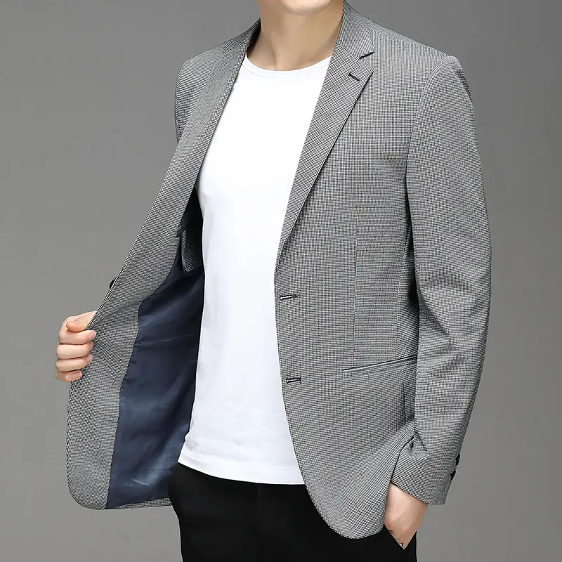Spring New Suit Men"S Korean Plaid Non Iron Casual