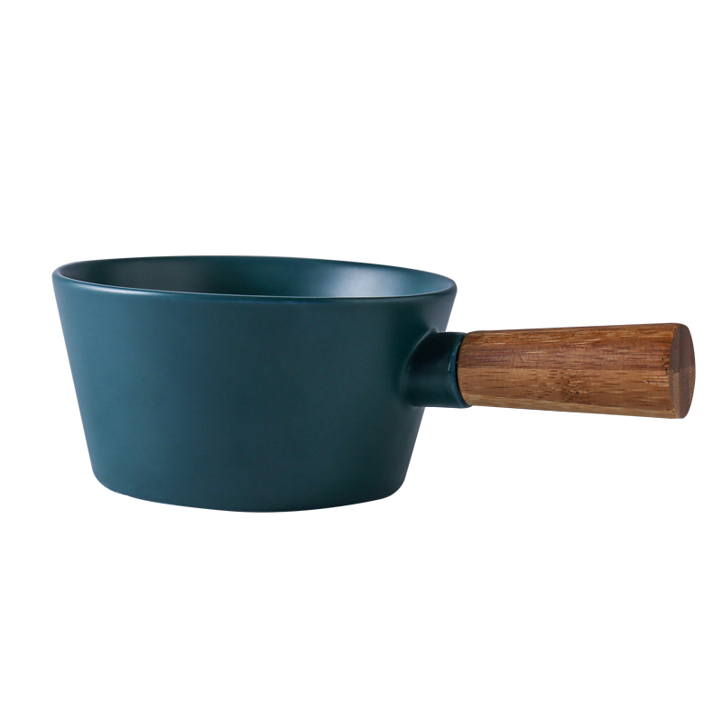 Title 3, Creative Ceramic Rice Bowl With Wooden Handle