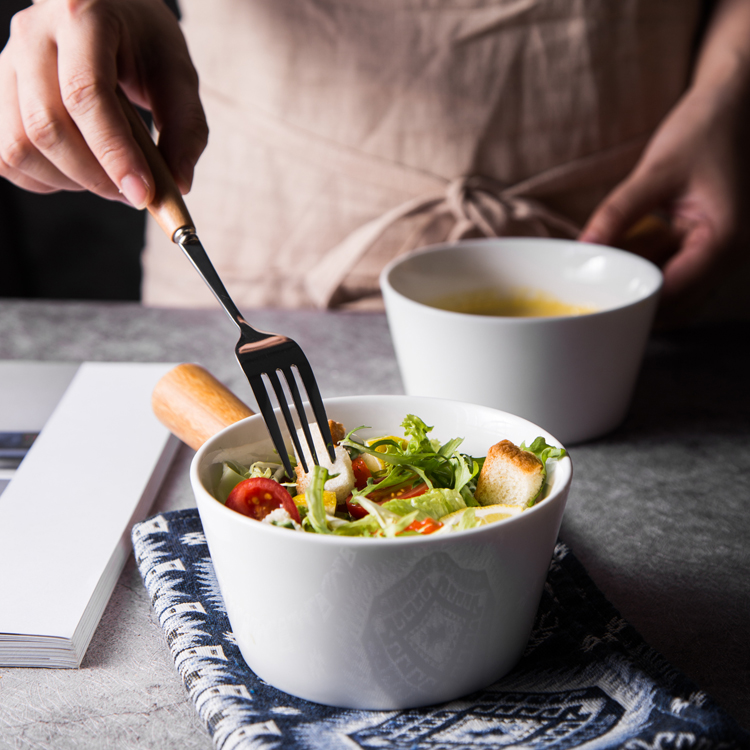 Title 5, Creative Ceramic Rice Bowl With Wooden Handle