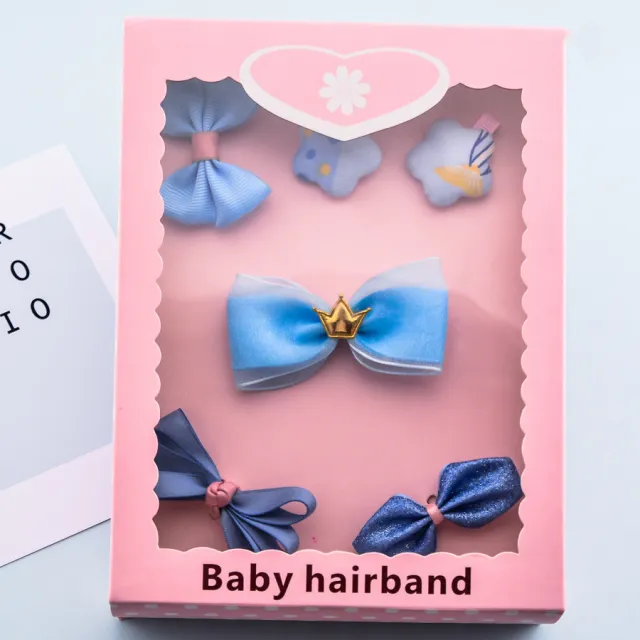 Korean Girl Princess Korean Bow Hairpin Hairpin Combo Set Hair Accessories Birthday Gift Headdress Gift Box Blue Boxed - Shop at LoveMi
