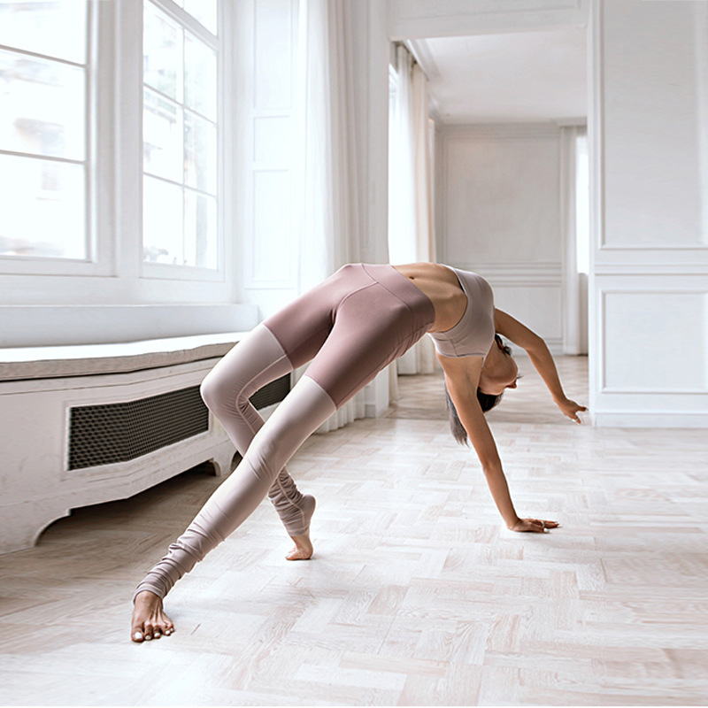 Women's High Waist Color Matching Stretch Tight Yoga Pants