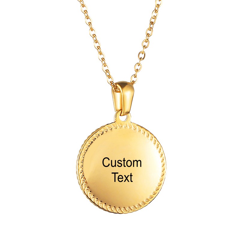 Cross Border Manufacturer Stainless Steel Simple Female Necklace Fashion Disc European And American Wind Jewelry Round Coin Pendant