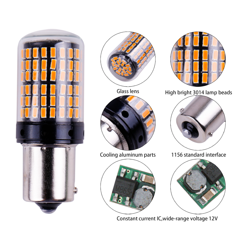Foreign Trade Canbus Car Led Brake Light 1156 3014 144Smd Bulb 12-28V Super Bright Turn Signal — foto 4
