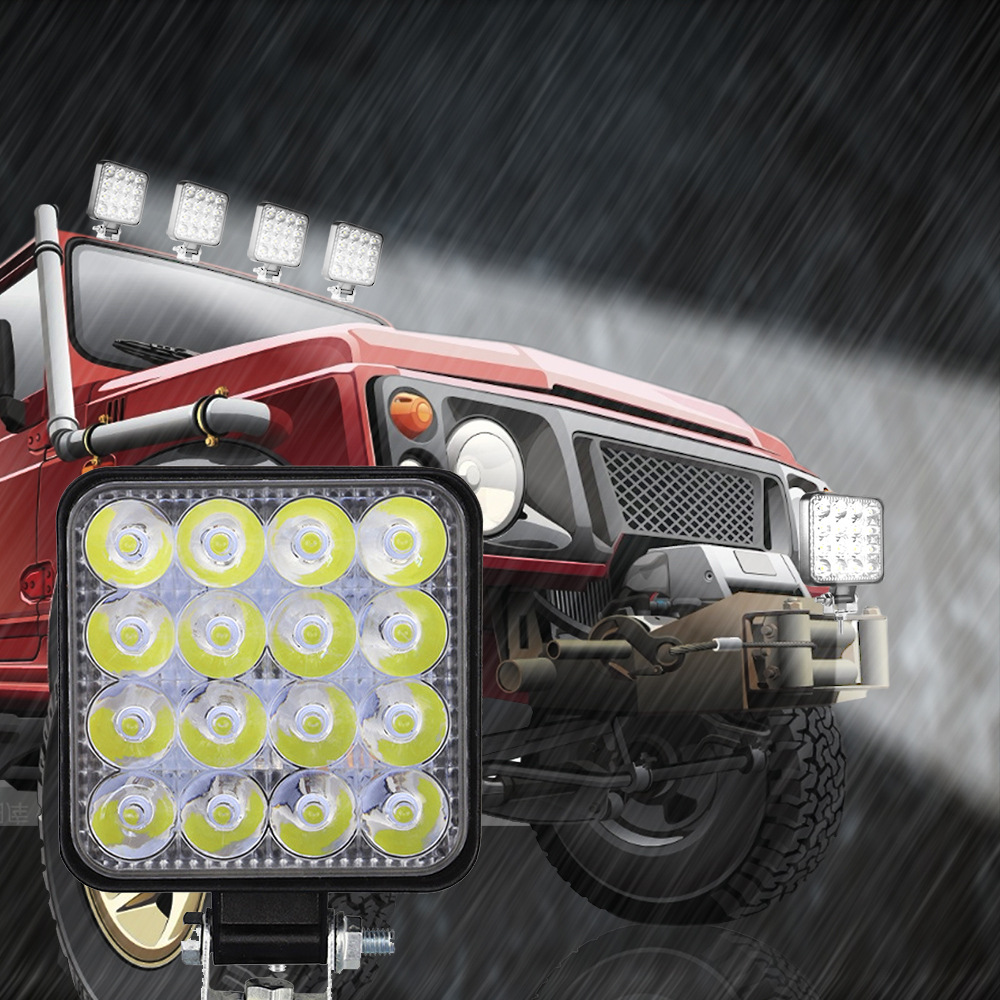 Car Led Work Light 4 Inch 48W Square 16 Lights Auxiliary Lights Modified Headlights Spotlights Headlights — foto 4