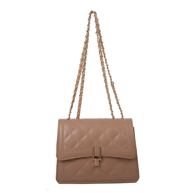 Lingge Chain Bag Winter New Fashion Retro Small Square Bag Women's Single Shoulder Oblique Span Bag Khaki - Shop at LoveMi