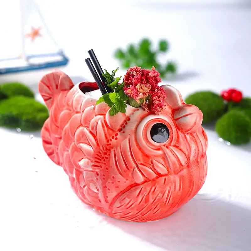 Ins Net Red Piranha Stoneware Cup Creative Personality Ceramic Cup Bar Cocktail Glass Cute Lantern Fish Wine Glass