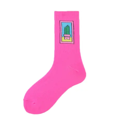 Socks Men's Tube Ladies Striped Sweat Absorbent Deodorant Cactus
