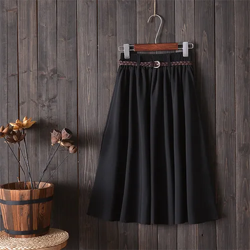 Small Literary A Line Skirt Women Half Length Skirt Black - Shop at LoveMi