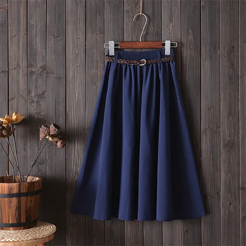 Small Literary A Line Skirt Women Half Length Skirt Blue - Shop at LoveMi