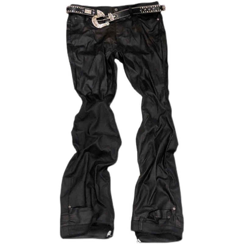 Title 4, Patchwork Stacked Matte Leather Pants