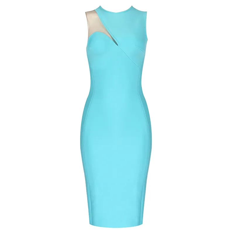 Sexy Temperament Women'S Suspender Type Sleeveless V-Neck Dress - Blue