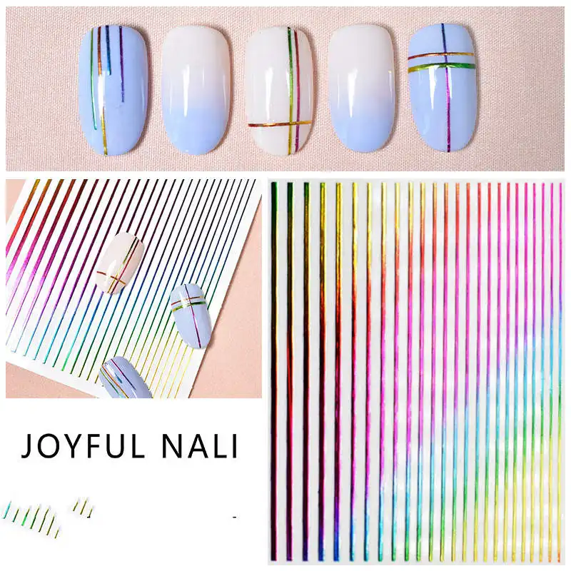Rainbow Strip Hyuna Same Nail Stickers Fried Egg Strawberry