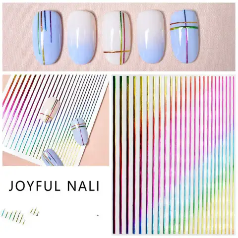 Rainbow Strip Hyuna Same Nail Stickers Fried Egg Strawberry