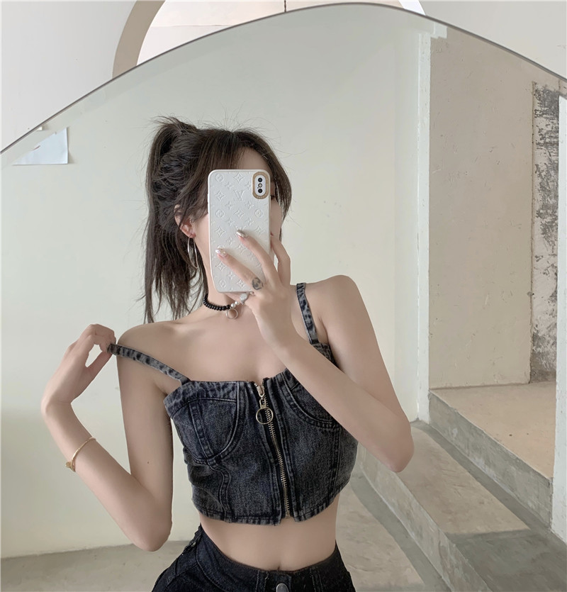 Spring Style Versatile Sexy Zipper Vest Top