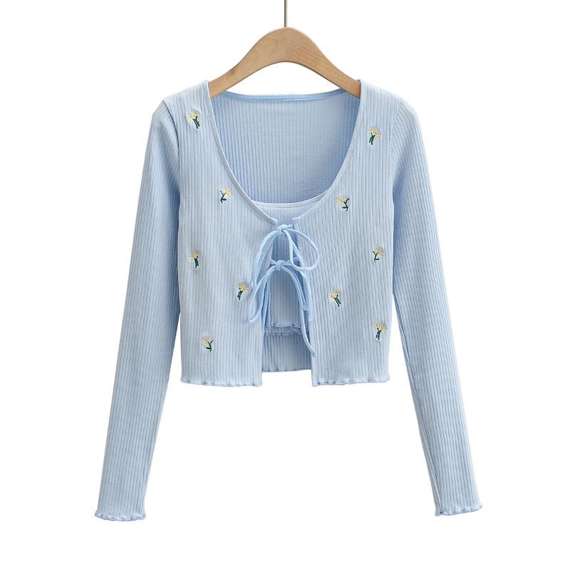 Bow On The Chest With Floral Embroidered Suspenders