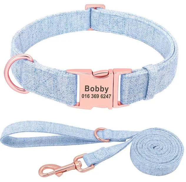 Pet Dog Collar Engraving Anti Lost Collar Golden Retriever Medium And Large Dog Teddy Small Dog Collar Leash Set - Shop at LoveMi