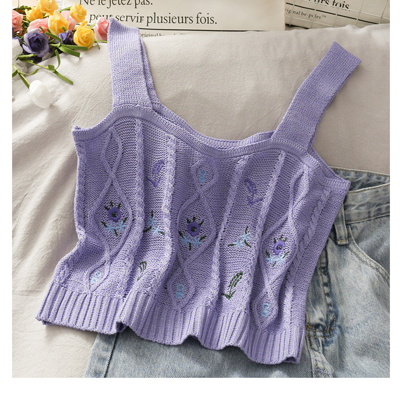 Title 1, Cropped Embroidered Knitted Camisole