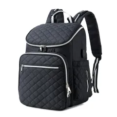 Casual Multifunctional Large-Capacity Mommy Bag Backpack - Black - View 1