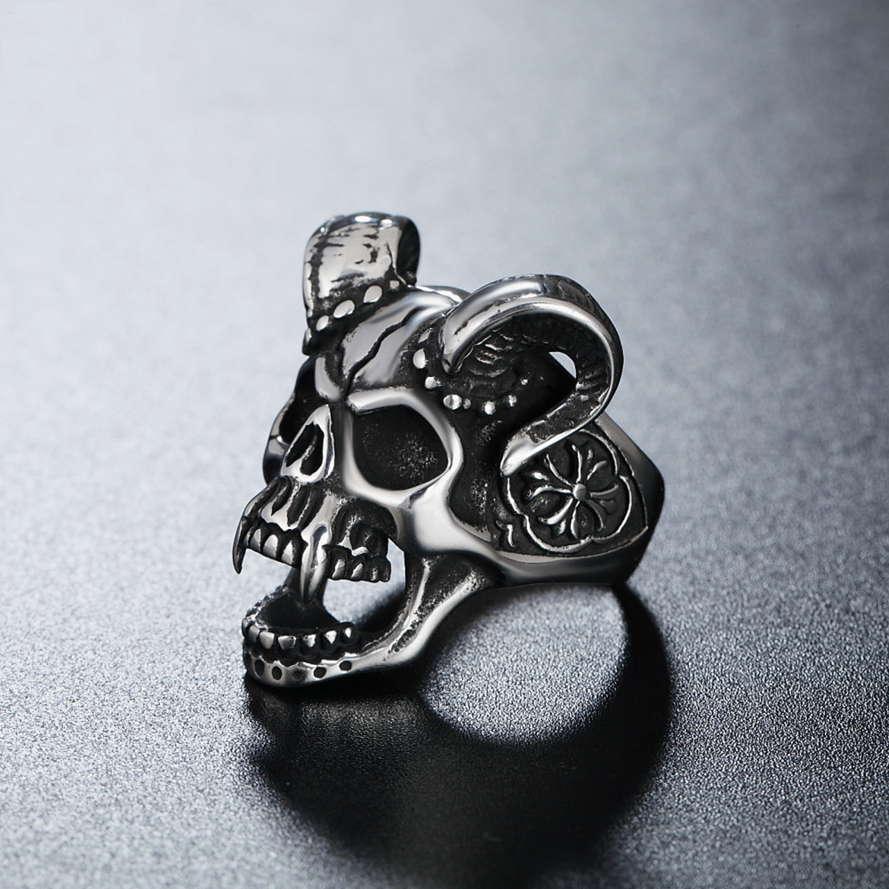 Demon Skull Ring Steel Gothic Unisex