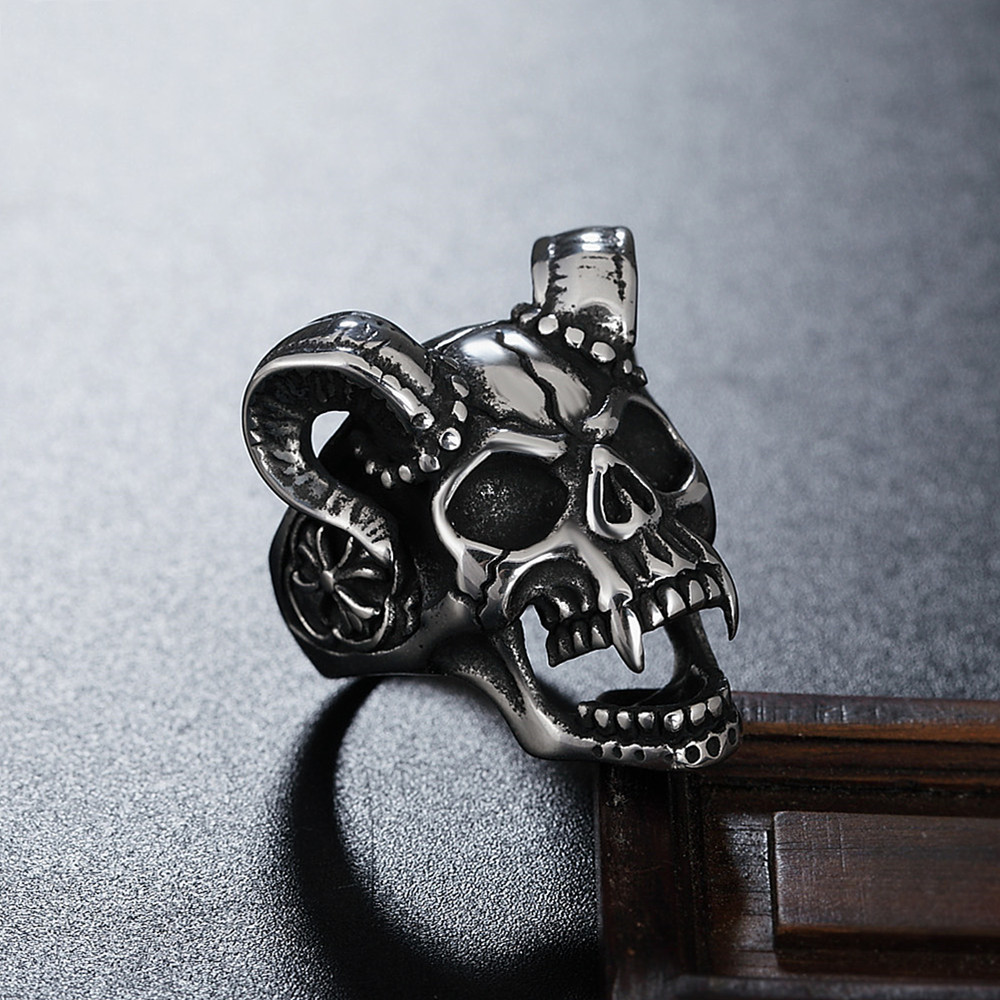 Sheep Head Personality Fashion Skull Men's Titanium Steel Ring