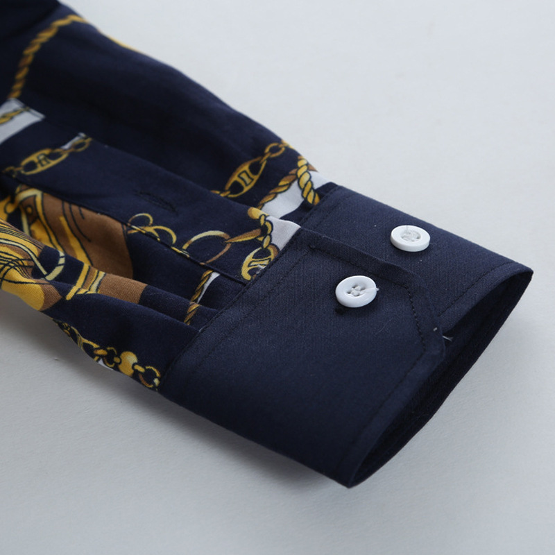 Fashion Men's Casual Printed Long-Sleeved Shirt