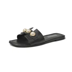 Fashion Ins Tide Flat Heel Beach Sandals - Black - View 1