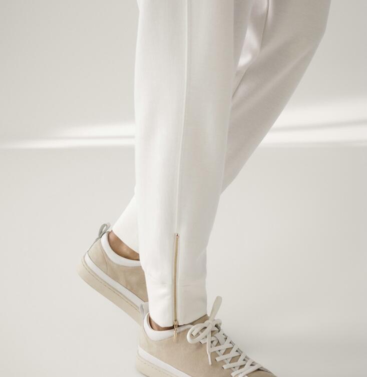 Zippered Trousers White Jogging Women'S Trousers Casual Pants