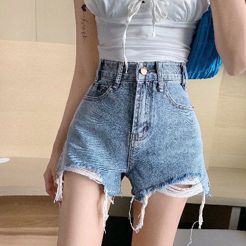 Ripped Raw Edge Jeans Women'S Summer Thin Hot Pants Blue - Shop at LoveMi