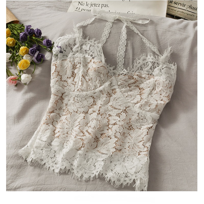 Super Fairy Lace Halter-Neck Short Cropped Lace Camisole For Women