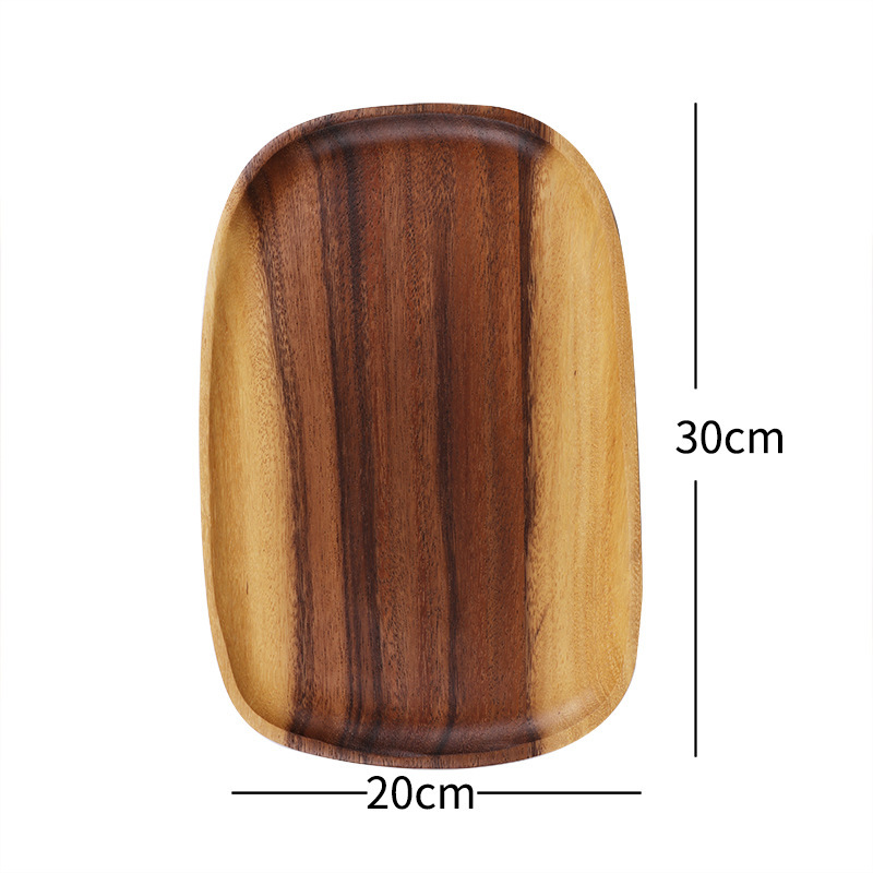 Japanese-Style Solid Wood Tableware Candy Tray Storage Tray Irregular Creative Wooden Plate Black Walnut With Wooden Bowl Dinner Plate