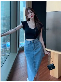 Women''s Design sSense Of Denim Skirt Small Crowd - Denim Skirt - View 1