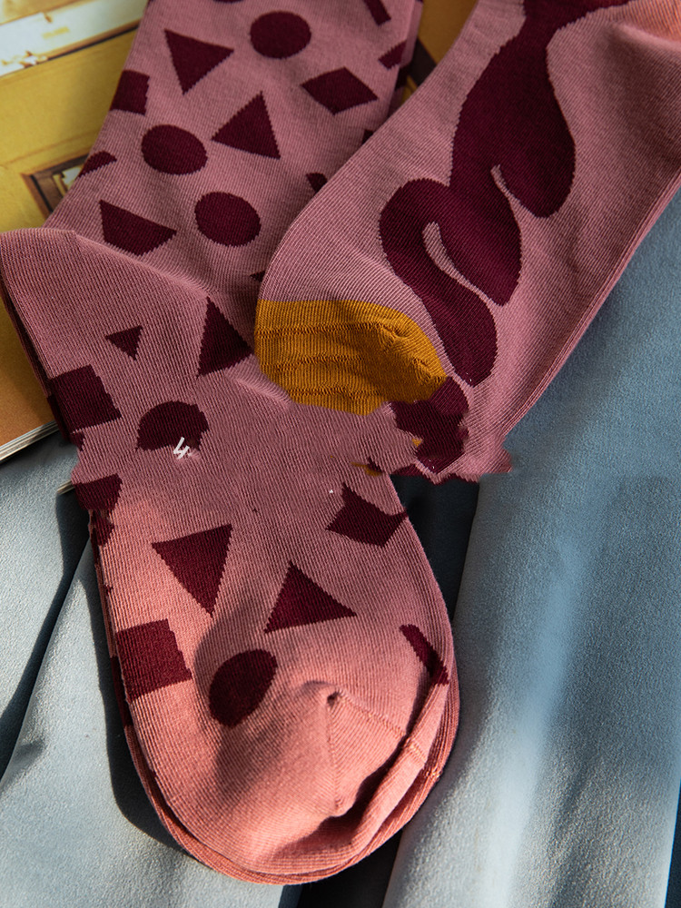 Street Retro Literary Geometric Striped Couple Stockings