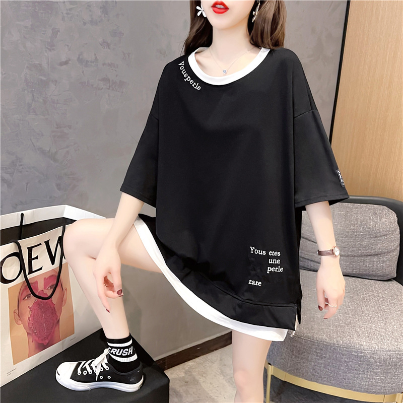 Title 2, Fake Two Color Insert Loose Medium Long Embroid...