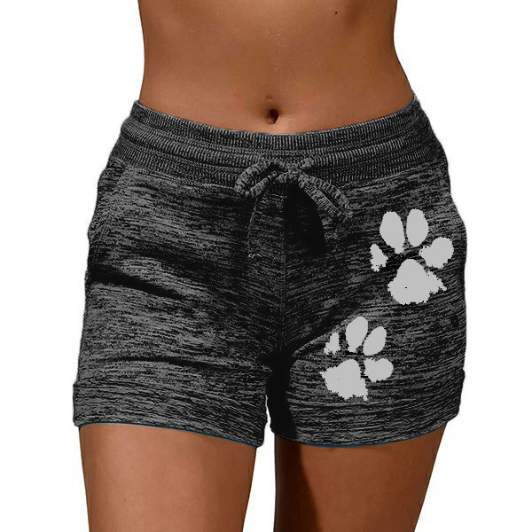 Foreign Trade Women'S Printed Bottoming Shorts Yoga Pants Leisure Sports Waist Elastic Shorts Dark Grey - Shop at LoveMi