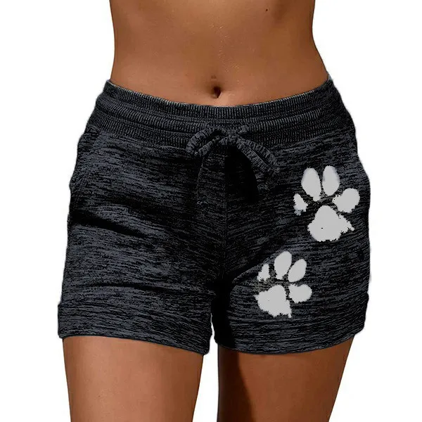 Foreign Trade Women'S Printed Bottoming Shorts Yoga Pants Leisure Sports Waist Elastic Shorts Black - Shop at LoveMi